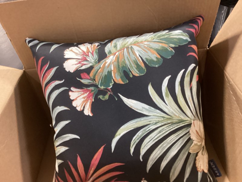 Condition photo showing Good Condition for similar to arden outdoor toss pillow, 16 x 16, rain-proof, fade resistant simone black tropical 16 x 16 simone black tropical 1