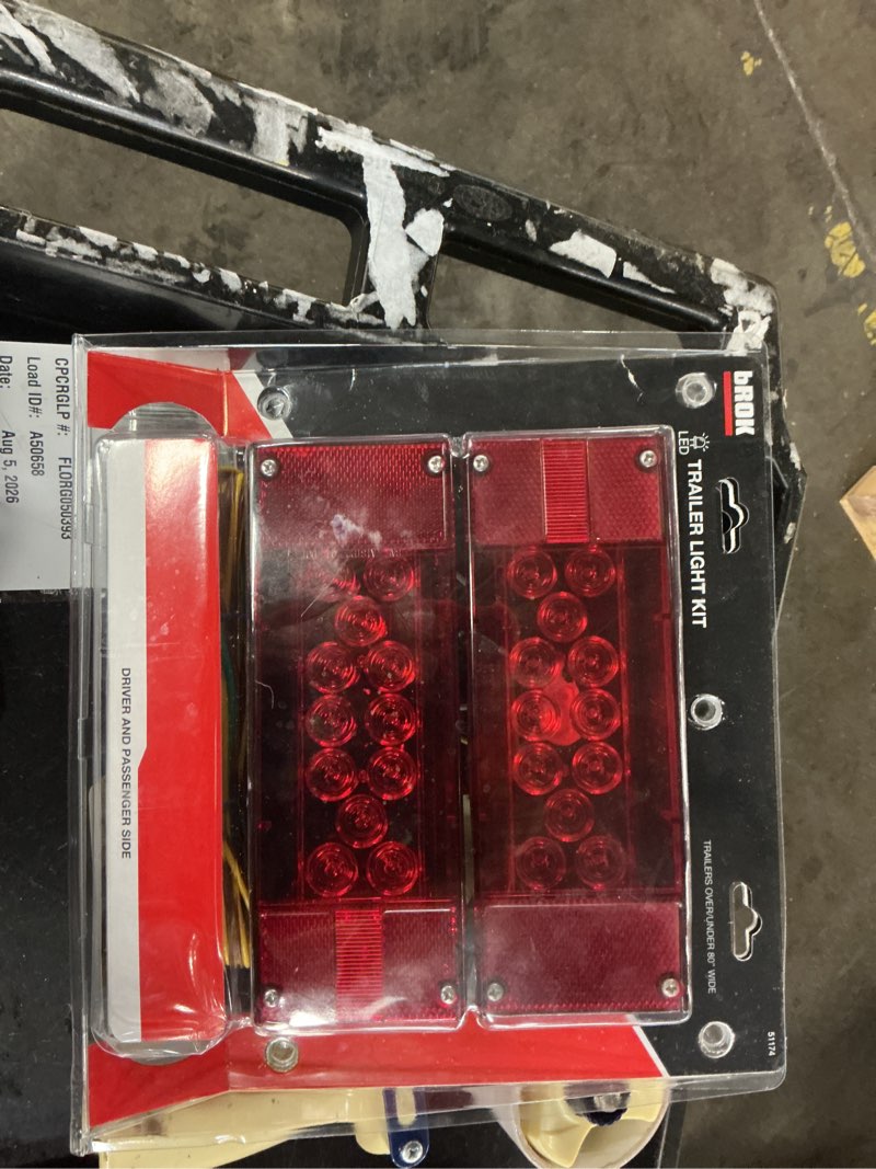 Condition photo showing As Is for led low profile waterproof over 80 inch wide boat trailer tail light set