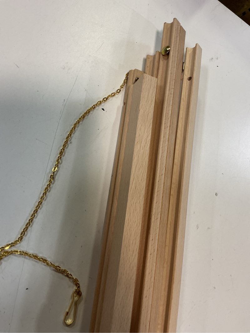 Condition photo showing Good Condition for meeden wood easel stand for display: wooden display tripod stand for posters pictures paintings - wedding decor holder for welcome sign natural color