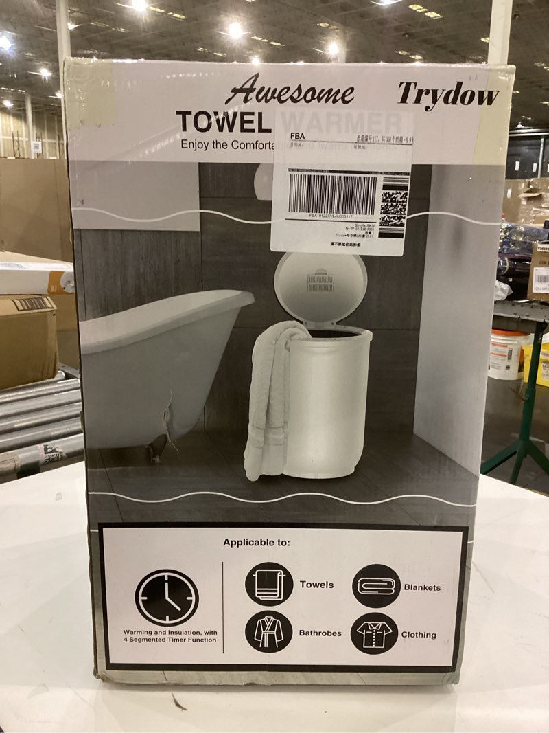 Condition photo showing New/Like New for Ultra Large Capacity Towel Warmer Bucket, Rapid Heating with Timer, One-Button Control, Safety Lock, Perfect for Home and Spa White