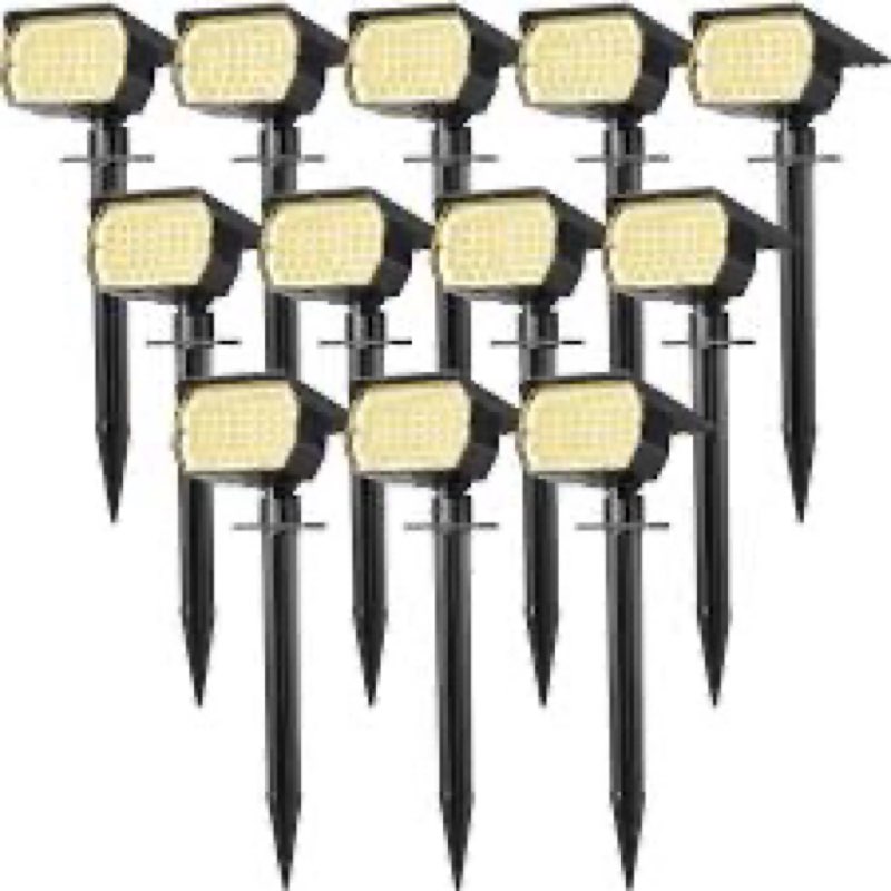 wenaty solar spot lights outdoor waterproof ip65, 12 pack landscape spotlights with 46 leds, 3 modes