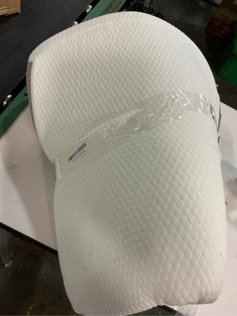Condition photo showing As Is for Bedluxe Wedge Pillow, 8 inch Bed Wedge Pillow for Headboard, Pillow Wedge for Acid Reflux Relief, Sleeping, After Surgery, Snoring, Gerd, Triangle Pillow Wedge - Cooling Memory Foam Top, White/Grey 24*24*8 Inch White Grey
