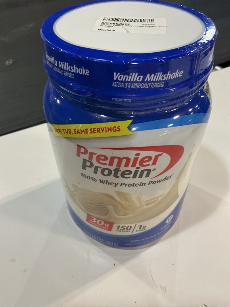 Condition photo showing New/Like New for (Best by:13/apr/2026) Premier Protein Whey Protein Powder, Vanilla, 28 Ounce