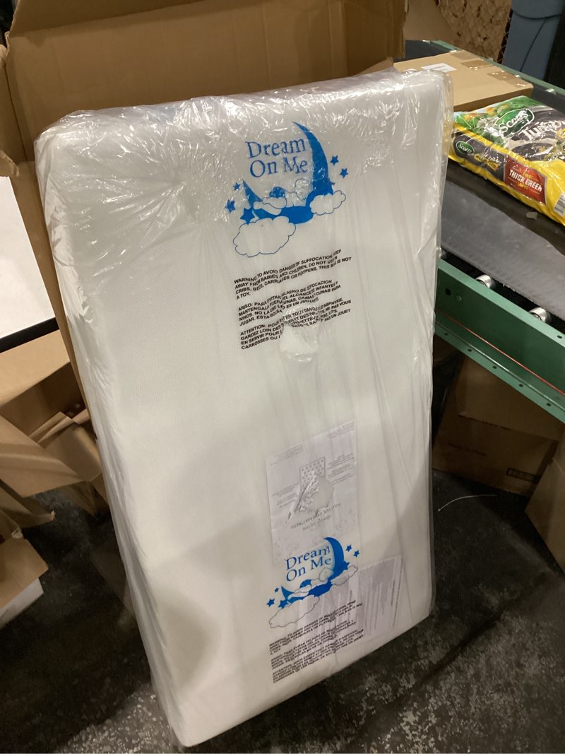 Condition photo showing Good Condition for dream on me twilight 5” 2-in-1 breathable spring coil crib & toddler mattress – firm infant side & plush toddler side, reversible design, waterproof vinyl cover, greenguard gold & jpma certified