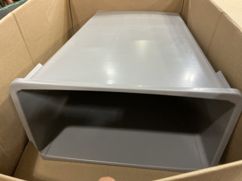 Condition photo showing As Is for (missing lid) winco ptc-23sg slender trash can, 23-gallon, gray,medium can gray