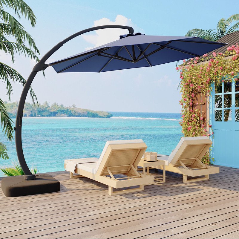 11ft cantilever patio umbrella with base included, cantilevers outdoor umbrella heavy duty offset, aluminium curved cantilever umbrella