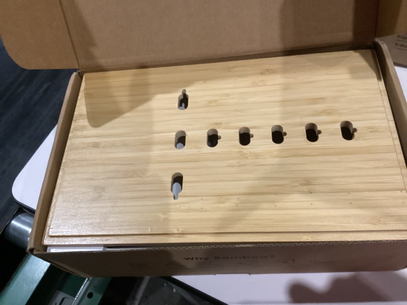 Condition photo showing Good Condition for Pezin & Hulin Bamboo Charging Station for Multiple Devices, USB Charger Dock Organizer, with Power Supply (10 Ports HUB), 6 Cables, Cable Management Organizer for Cell Phones, Tablets -Natural+White Dock+Charger+Cables Natural+White