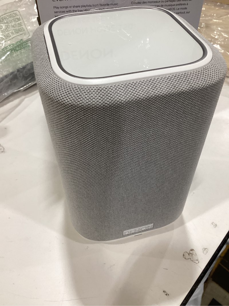 Condition photo showing As Is for Denon Home 150 Wireless Smart Speaker – Compact Design, Wi-Fi & Bluetooth, HEOS Built-in, Alexa Built-in, Siri & AirPlay 2, Spotify Connect, Multi-Room Support, White White Home 150