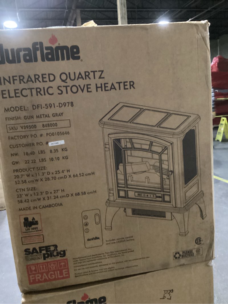 Condition photo showing Good Condition for Duraflame infrared quartz electric stove heater color gun metal gray
