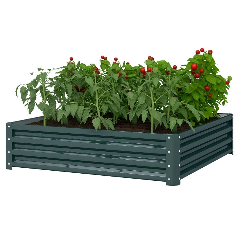 Metal raised garden bed 8x4x1 ft color green 
