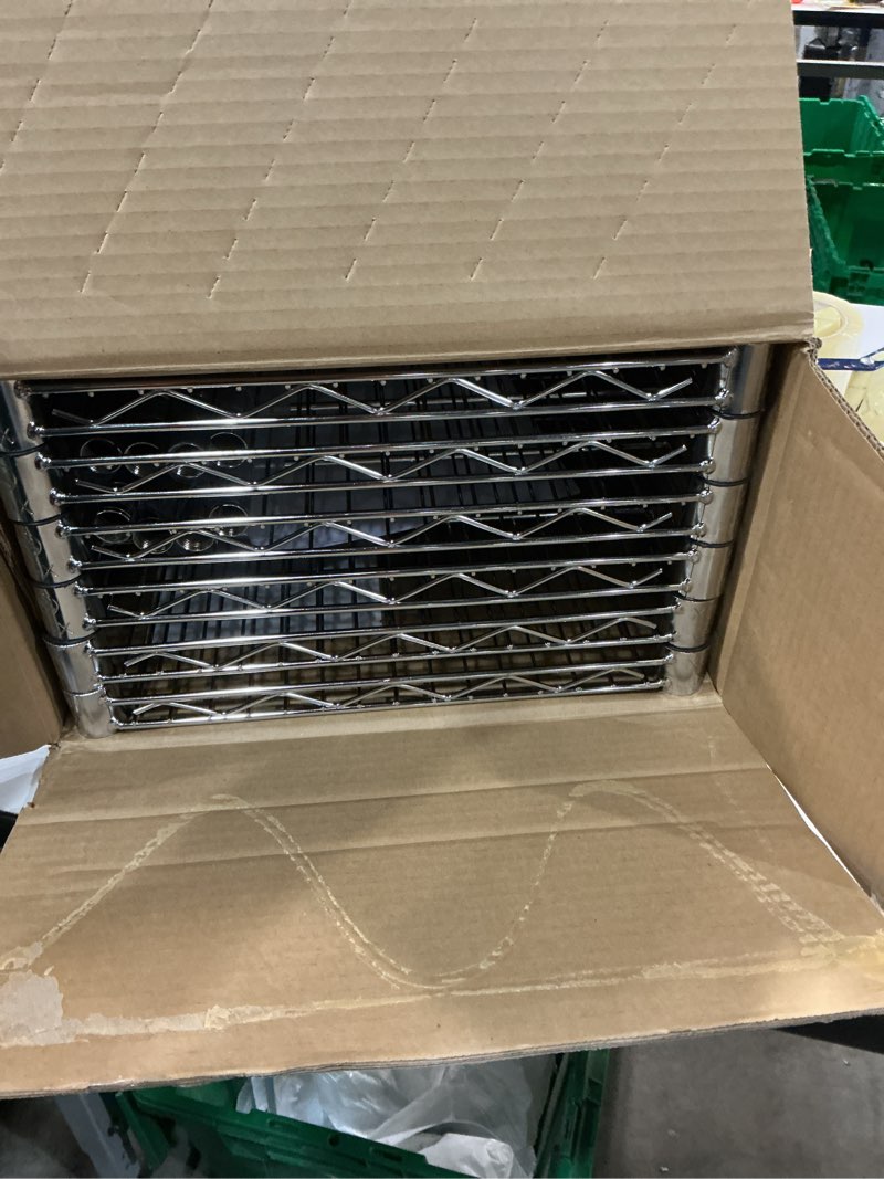 Condition photo showing Good Condition for 6-tier steel wire shelving unit in chrome (24 in. w x 60 in. h x 14 in. d)