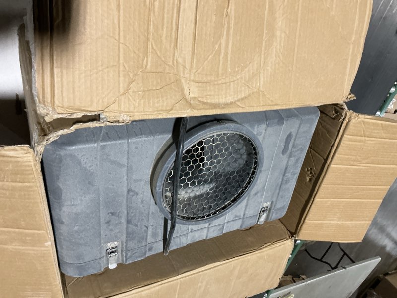 Condition photo showing As Is for vevor air scrubber with 3-stage filtration, stackable negative air machine 550 cfm, air cleaner with merv10, carbon, h13 hepa, for home, industrial and commercial use 550cfm