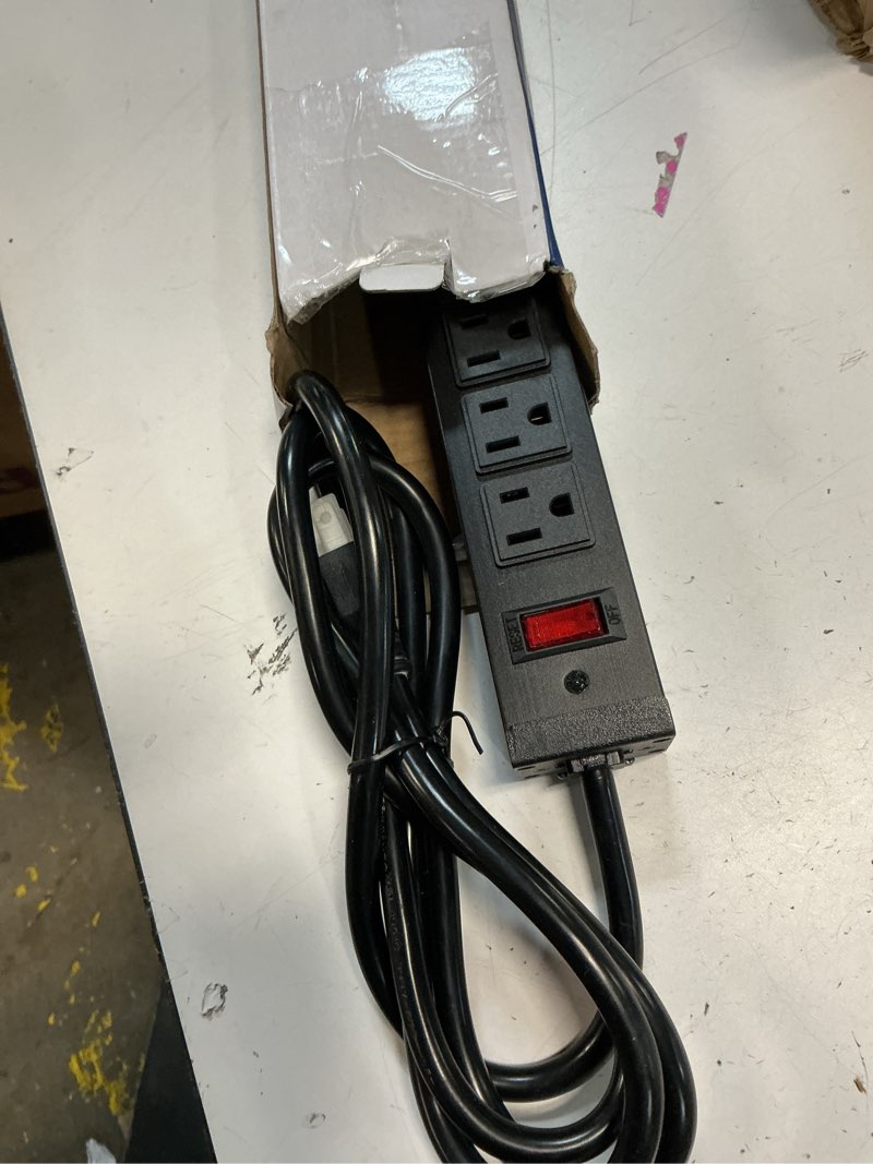 Condition photo showing Good Condition for metal wall mount power strip, mountable power outlet with 12 ac outlets, aluminum alloy mount power socket with switch, 6 ft sjt 3/c 14awg power cord, 15a 125v 1875w (12ac) black 12 outlets 6 ft