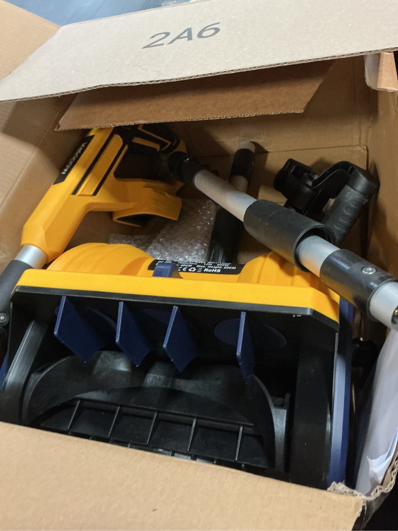 Condition photo showing As Is for Cordless Snow Shovel Compatible for DeWalt 20V Battery with Brushless Motor, 12'' Cordless Snow Blower, Electric Snow Thrower,6.2" Clear Depth with Front Handle for Deck,Patio