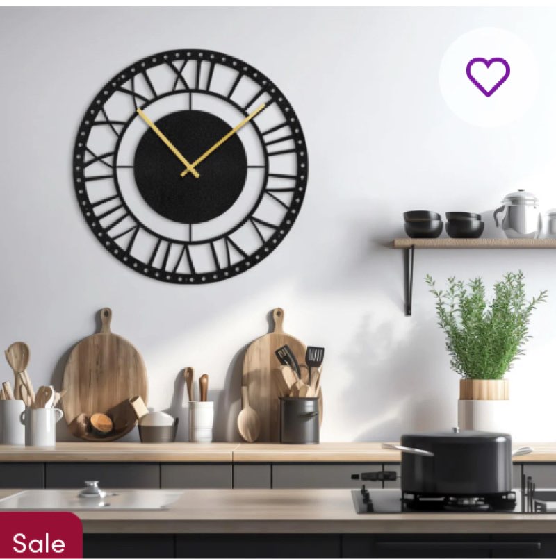 metal large wall clock silent sophisticated open face big wall accent hangings living room decor 24" w x 24" h

