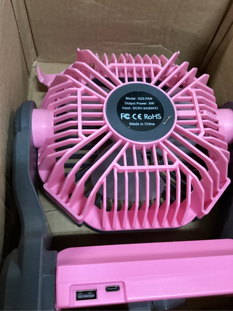 Condition photo showing As Is for dowilldo 20000mah portable battery powered camping fan - with led light, quiet battery operated, camping gear for travel, tent, beach, car or hurricane power outages, pink pink 20000mah