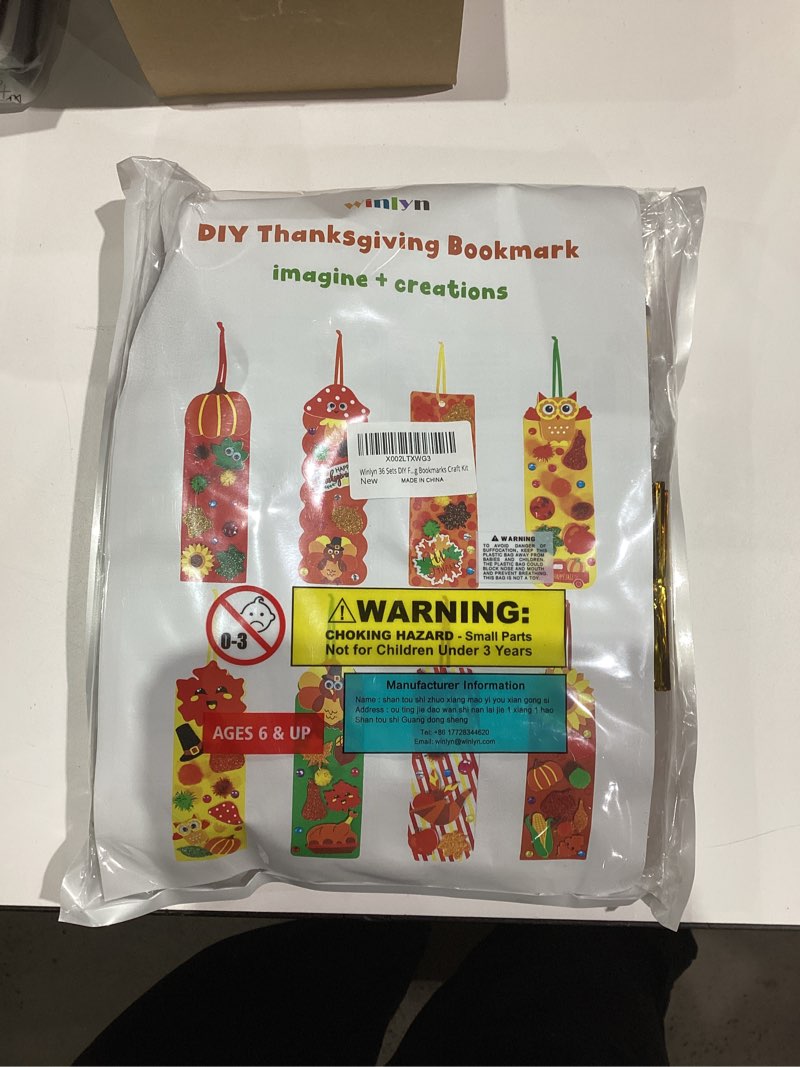 Condition photo showing New/Like New for Winlyn 32 Sets Fall Crafts Kits DIY Fall Bookmarks Decorations Art Sets Maple Leaves Smile Face Owl Turkey Pumpkins Foam Stickers Arts and Crafts for Kids Thanksgiving Halloween Classroom Activities