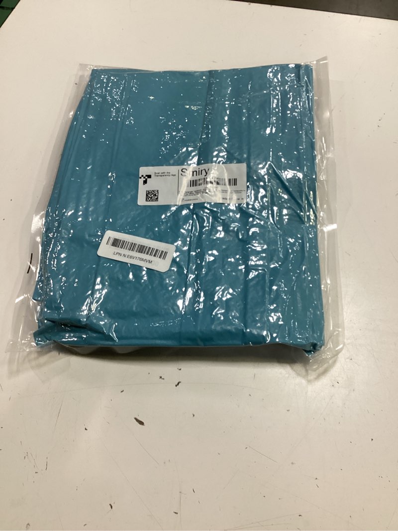 Condition photo showing New/Like New for smiry rectangle tablecloth, elastic fitted flannel backed vinyl tablecloths for 8ft folding tables, waterproof wipeable table covers for indoor, outdoor, picnic and camping (aqua, 30"x96") 96" x 30" (rectangular) aqua 1