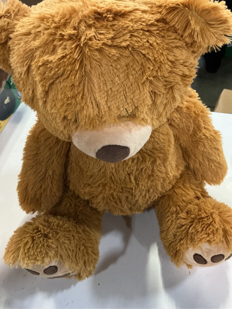 Condition photo showing Good Condition for lotfancy teddy bear stuffed animals, 20 inch brown soft cuddly stuffed bear plush toy, cute stuffed animals with footprints, gifts for kids baby toddlers on baby shower, easter decoration 20inch brown