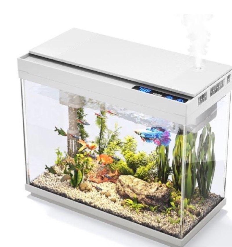 vehipa fish tank aquarium, 2.2 gallon smart fish aquarium kits with auto feeder, silent water pump, 