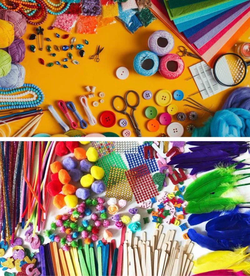 assorted arts & craft supplies 