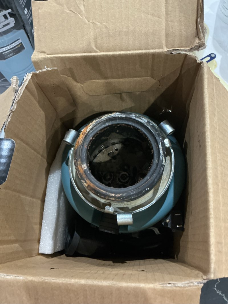 Condition photo showing As Is for turbogrind max 1 hp. continuous feed garbage disposal with power cord
