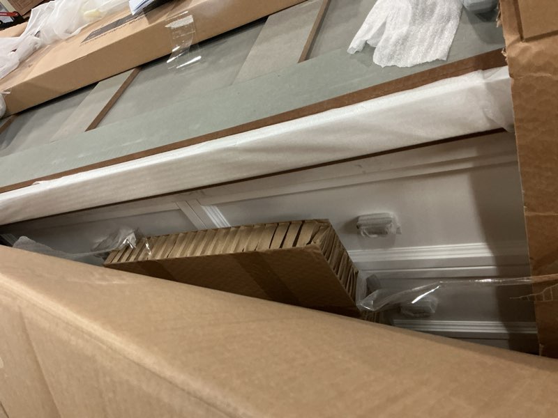 Condition photo showing As Is for allen + roth canterbury 48-in white undermount single sink bathroom vanity with carrara