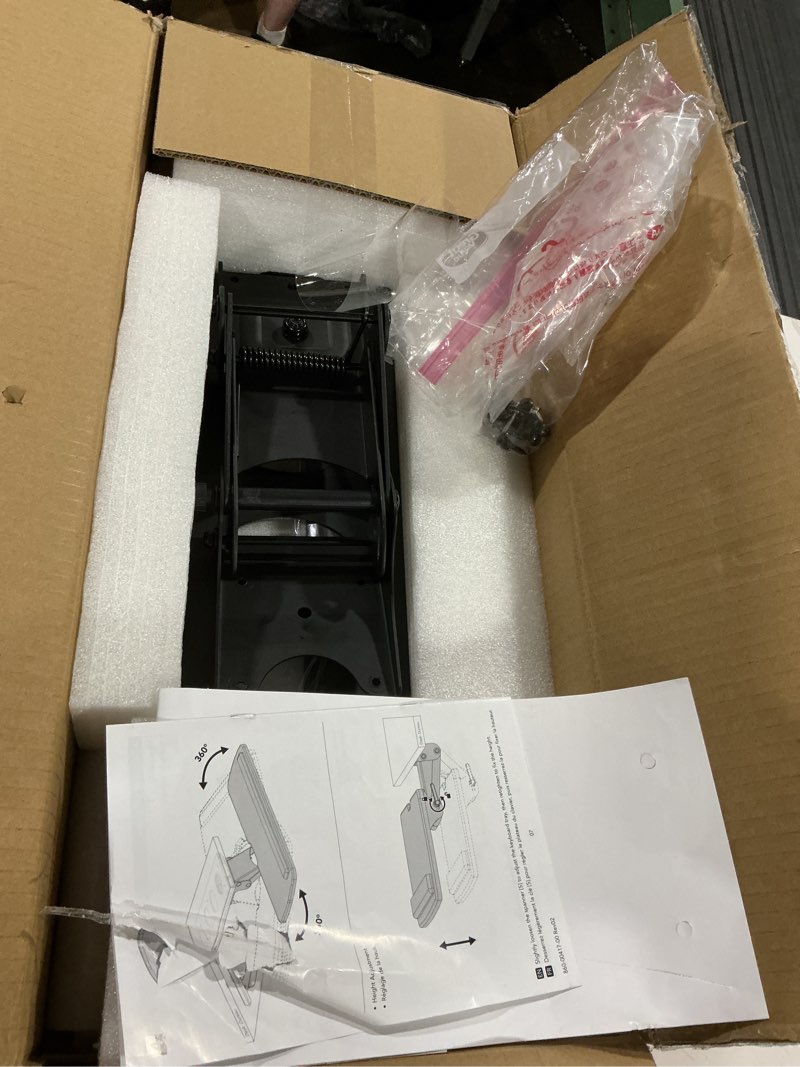 Condition photo showing As Is for huanuo keyboard tray under desk?360 adjustable ergonomic sliding keyboard & mouse tray, 25" w x 9.8" d, brown