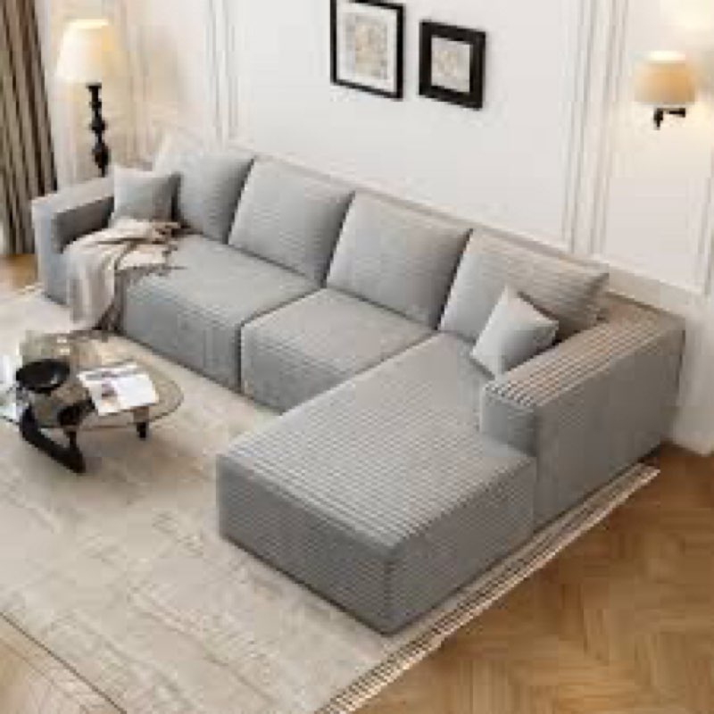 incomplete 130\"large Upholstered Sofa With Ottoman For Living Room, Office, Bedroom, Modern Sectional Couch Sofa, Comfy Cloud Couch