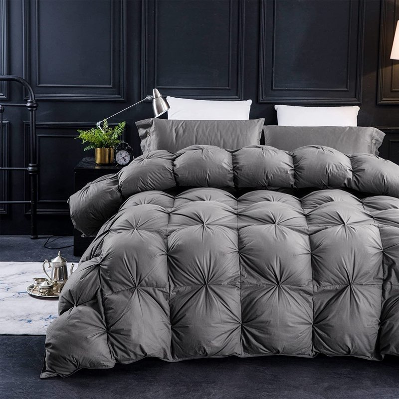 three geese king size pinch pleat duck feather down fiber comforter - all-season down duvet insert f