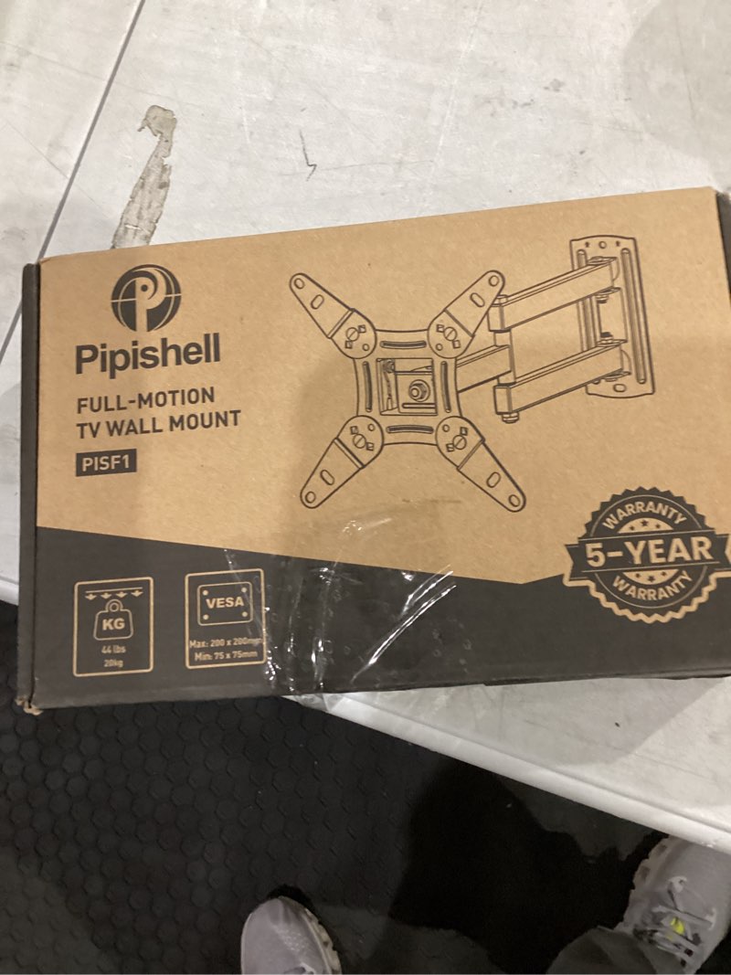 Condition photo showing New/Like New for pipishell full motion tv wall mount for echo show 21/15 and 13-43 inch flat curved screen tvs & monitors, max vesa 200x200mm up to 44lbs, tv mount wall bracket with rotation swivel tilt extension 13-43 inch tv mount without led