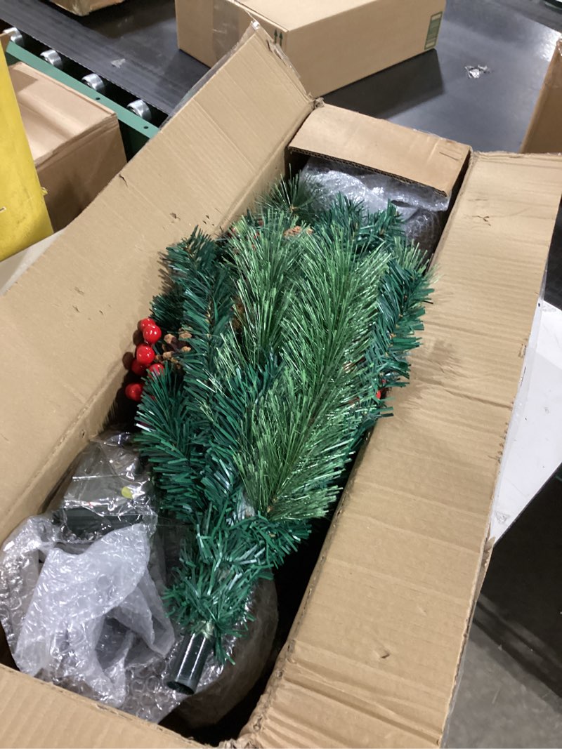 Condition photo showing As Is for 2 Pack 3 Ft Potted Christmas Tree with 50 Warm White & Colored Lights, Realistic-Feel PE Christmas Entrance Tree 12 Modes Battery Powered Timer Douglas Fir Trees for Front Door Porch Christmas Decor