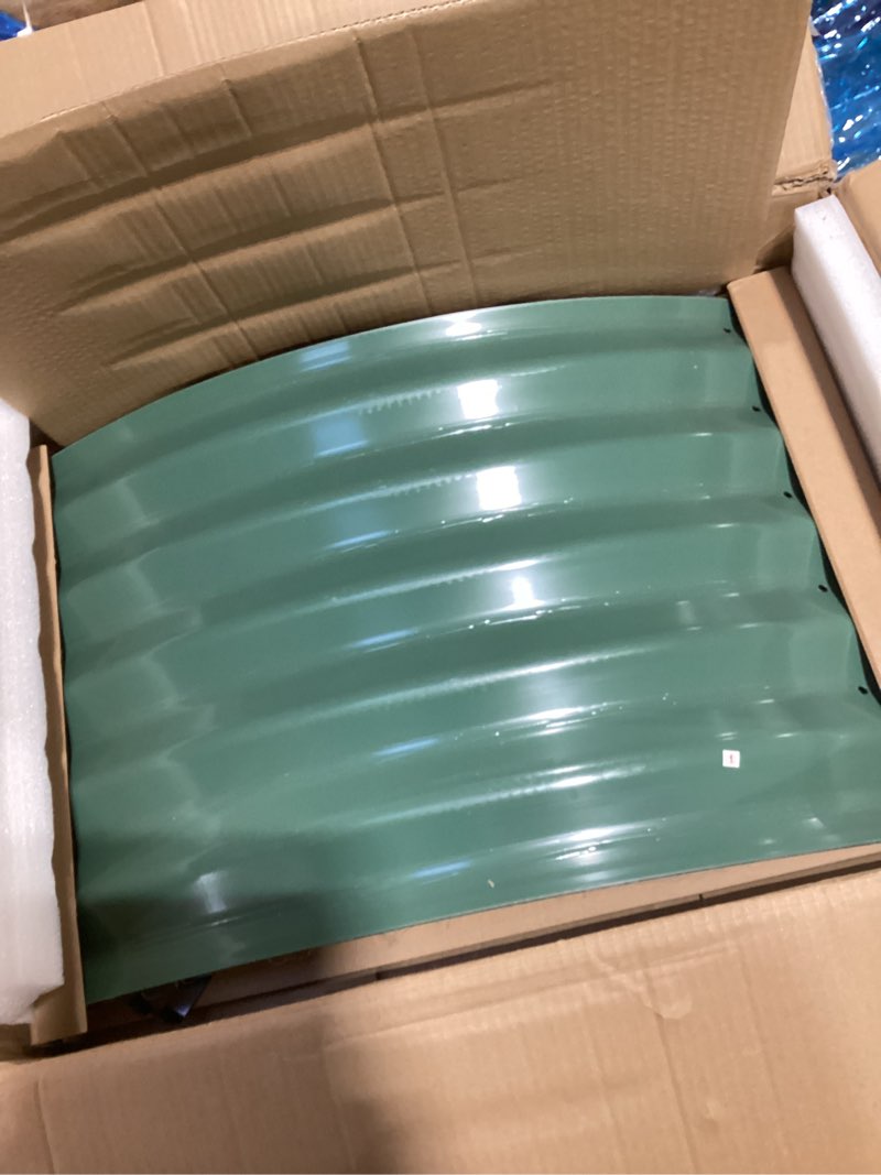 Condition photo showing As Is for (2-Pack)Galvanized Steel 8x4x1.5Ft Raised Garden Bed – Elevated Planter Box for Indoor/Outdoor Vegetables, Herbs & Flowers, No-Bend Design with Rust-Proof Coating & Tool-Free Assembly,Green 8x4x1.5Ft 2-pack Green