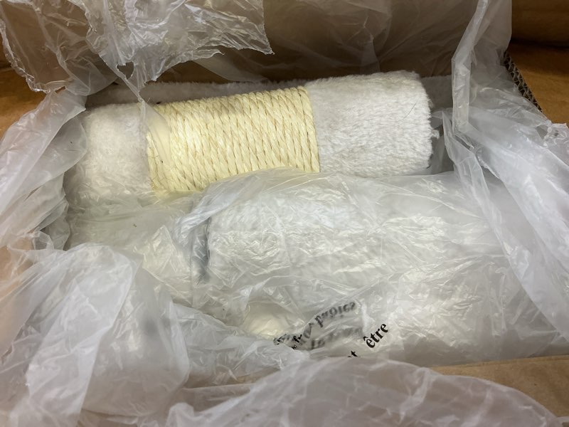 Condition photo showing As Is for Cloud-Shaped Cat Tree for Kittens Under 6 Months 12lbs, 43" Tall for Small Cats, 1 Hammock & Double Condos, Cat Scratching Post with Dangling Toys, Compact Cat Tower for Kittens, White