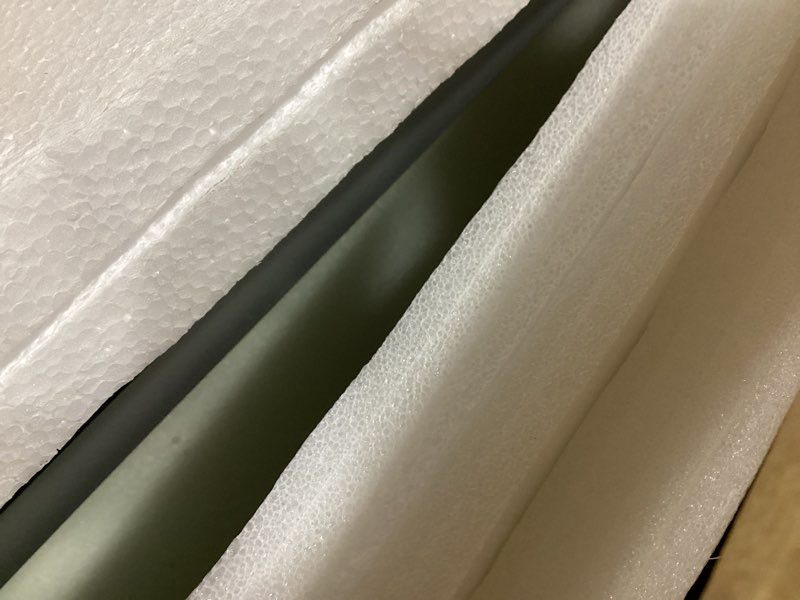 Condition photo showing Good Condition for 24x36 Inch LED Bathroom Mirror with Lights,Front and Backlit Black Metal Frame Mirror,Wall Mounted Lighted Vanity Mirrors,Double Lights Strips,Anti Fog Stepless Dimmable Black -3 Color 24"L x 36"W