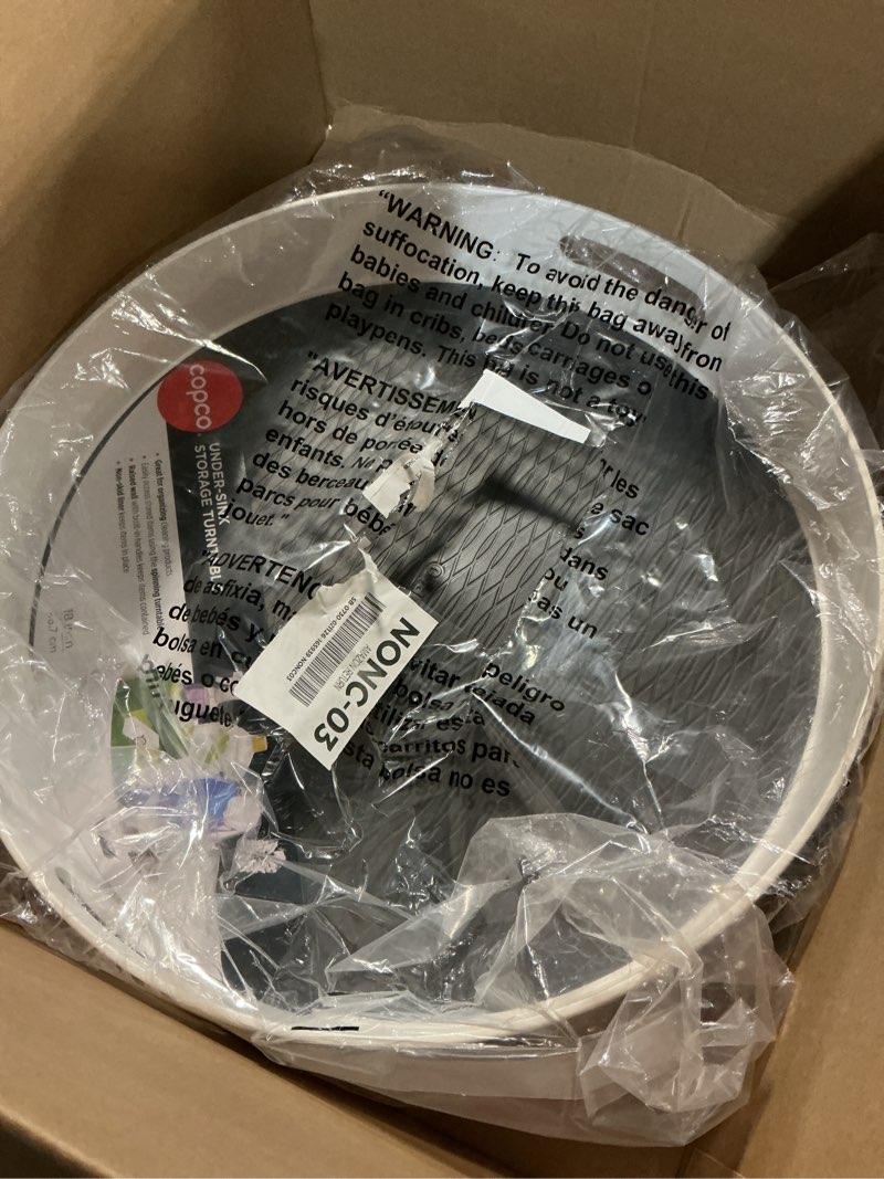 Condition photo showing Good Condition for Copco Under-Sink Pantry and Cabinet Organizer, 18-Inch, Revolving Storage Solution, White and Gray