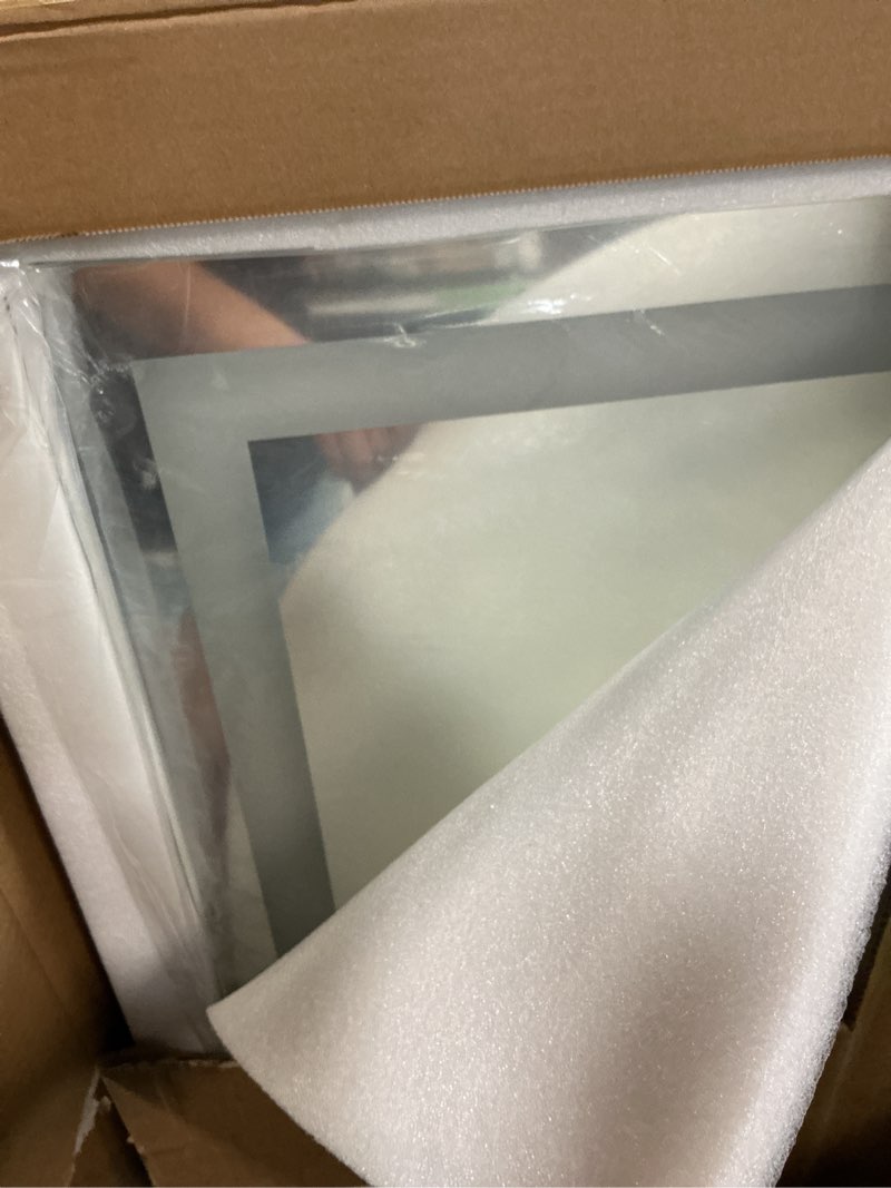 Condition photo showing Good Condition for tatu led bathroom mirror,36x28 inch bathroom vanity mirror wall mounted with 3000k-6000k adjustable, anti-fog, smart touch button, stepless dimmable lighted makeup mirror, horizontal/vertical 28"l x 36"w