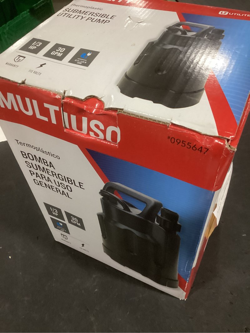 Condition photo showing New/Like New for utilitech 1/3-hp 115-volt 30-gpm thermoplastic submersible utility pump