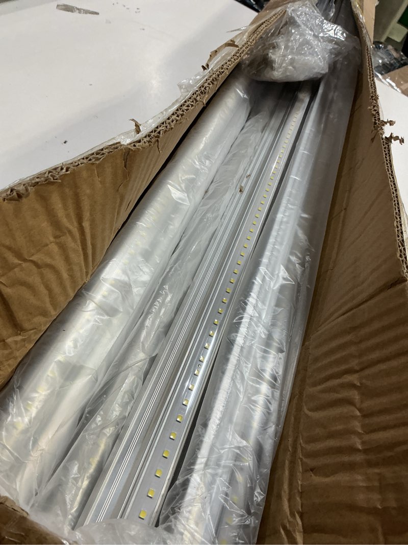 Condition photo showing Good Condition for hykolity 4FT LED Shop Light, V Shape Integrated T8 LED Tube Light, 5200LM, 40W, 6500K Super Bright White,high Output Linkable Shop Lights W/Built-in ON/Off Switch for Warehouse, ETL, 10 Pack