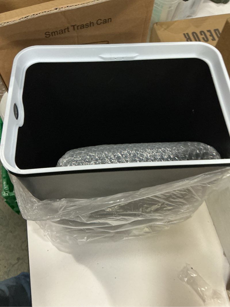 Condition photo showing New/Like New for bathroom automatic trash can, 4 gallon touchless motion sensor small garbage can with lid smart electric narrow waterproof garbage bin for bedroom office, black b-basic battery supply-black 1 pack?4 gallon?