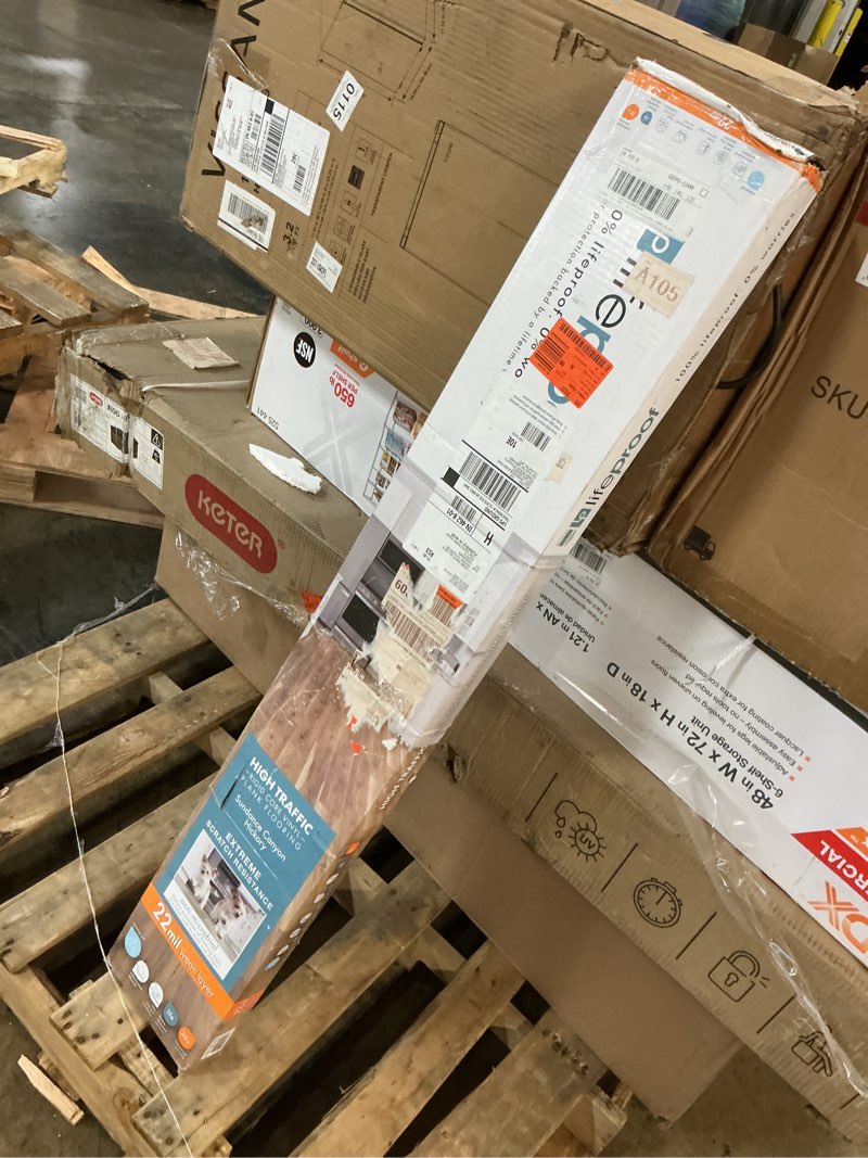 Condition photo showing As Is for sundance canyon hickory 7.13 in. w x 48.03 in. l waterproof high traffic luxury vinyl plank flooring (19.05 sq. ft/case)