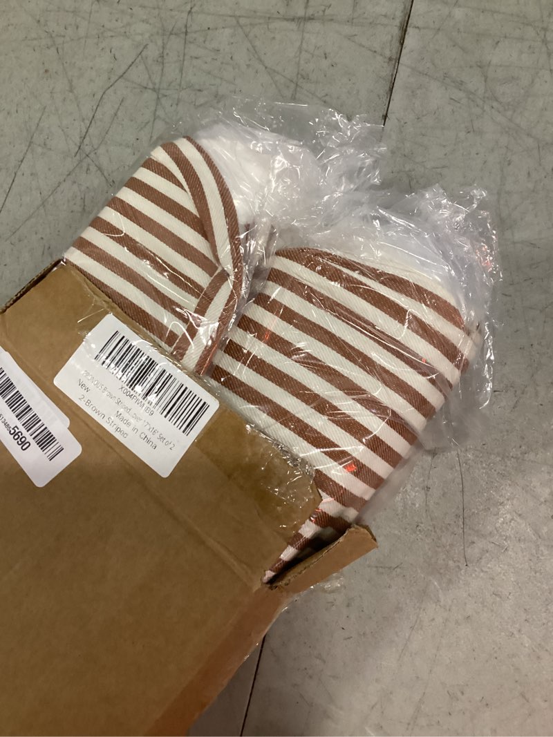 Condition photo showing New/Like New for brown striped winsor chair cushions pads with ties set of 2