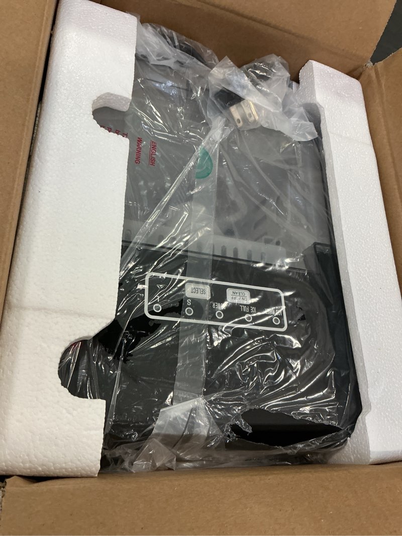 Condition photo showing As Is for Silonn Ice Maker Countertop, Portable Ice Machine with Carry Handle, Self-Cleaning Ice Makers with Basket and Scoop, 9 Cubes in 6 Mins, 26 lbs per Day, Ideal for Home, Kitchen, Camping, RV Black 26lbs