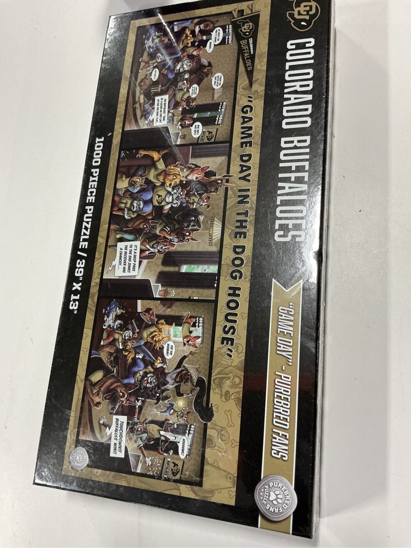 Condition photo showing New/Like New for YouTheFan NCAA Game Day in The Dog House - 1000pc Puzzle Colorado Buffaloes