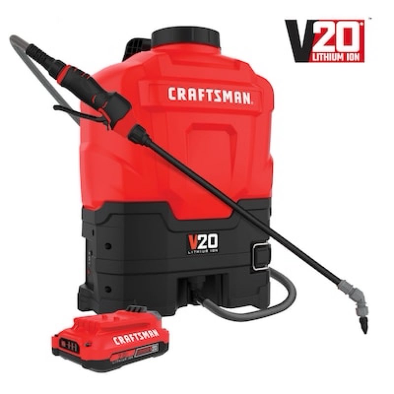 craftsman 4-gallon 20-volt battery operated plastic backpack with adjustable spray pattern