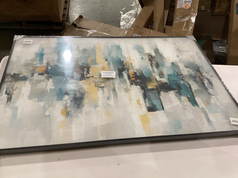 InSimSea Large Metal Framed Wall Art, Blue and Yellow Canvas Picture for Living Room, Oil Painting, 