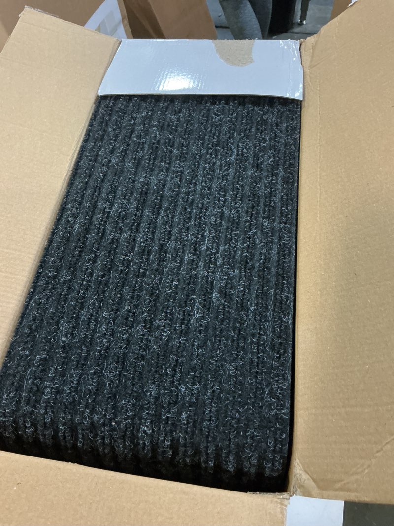 Condition photo showing New/Like New for carpet stair treads for wooden steps non-slip indoor 16pcs 8x30inch stair treads carpet anti slip for dogs, elders, kids stair runners for wooden steps stair pads mats covers pads, black 8" x 30" black 16