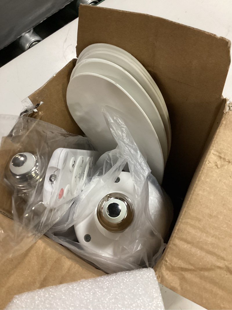 Condition photo showing Good Condition for socket fan light, 20.5in light bulb fan with remote dimmable, screw in fan and light combo for garage kitchen bedroom balcony living tools store laundry room white