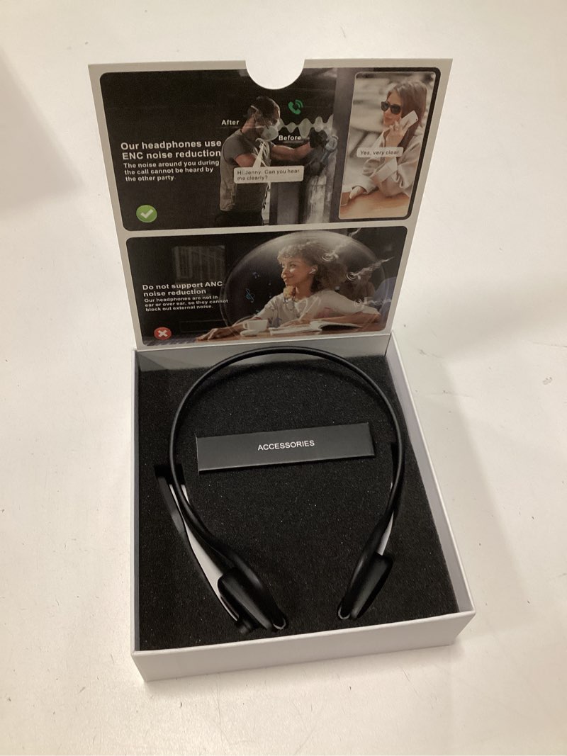 Condition photo showing Good Condition for Bluetooth Headphones, Bluetooth V5.4 Wireless Headphones with Noise Cancelling Mic, 12H Playtime, 15.4mm Diaphragm Driver, Open Ear Headset for Office Meeting Running Cycling Driving (Black)