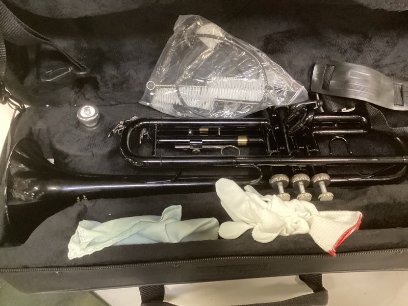 Condition photo showing Good Condition for Glory Bb Trumpet - Trumpets for Beginner or Advanced Student with Case, pair of gloves-Black